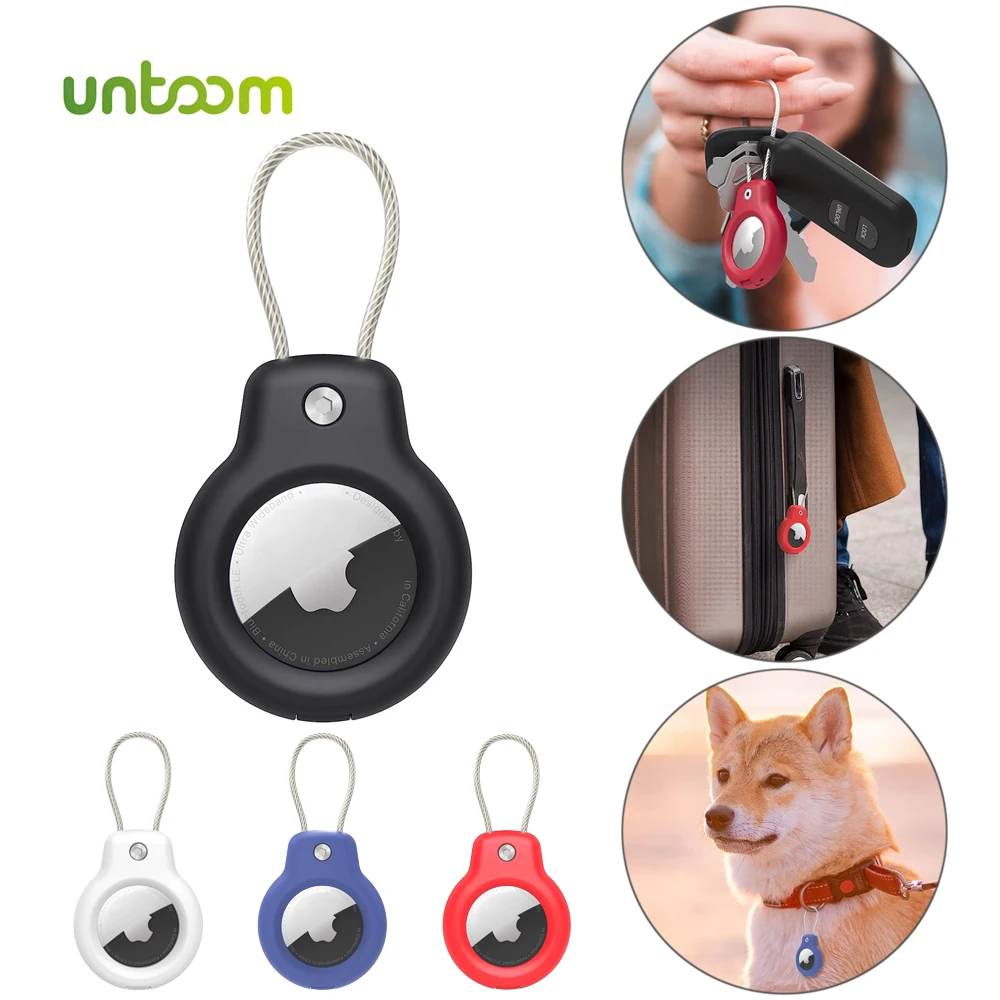 Untoom Protective Case For Apple AirTag Safety Lock Anti-lost Locator Protector Cover Holder for Air Tag Key Ring Key Chain