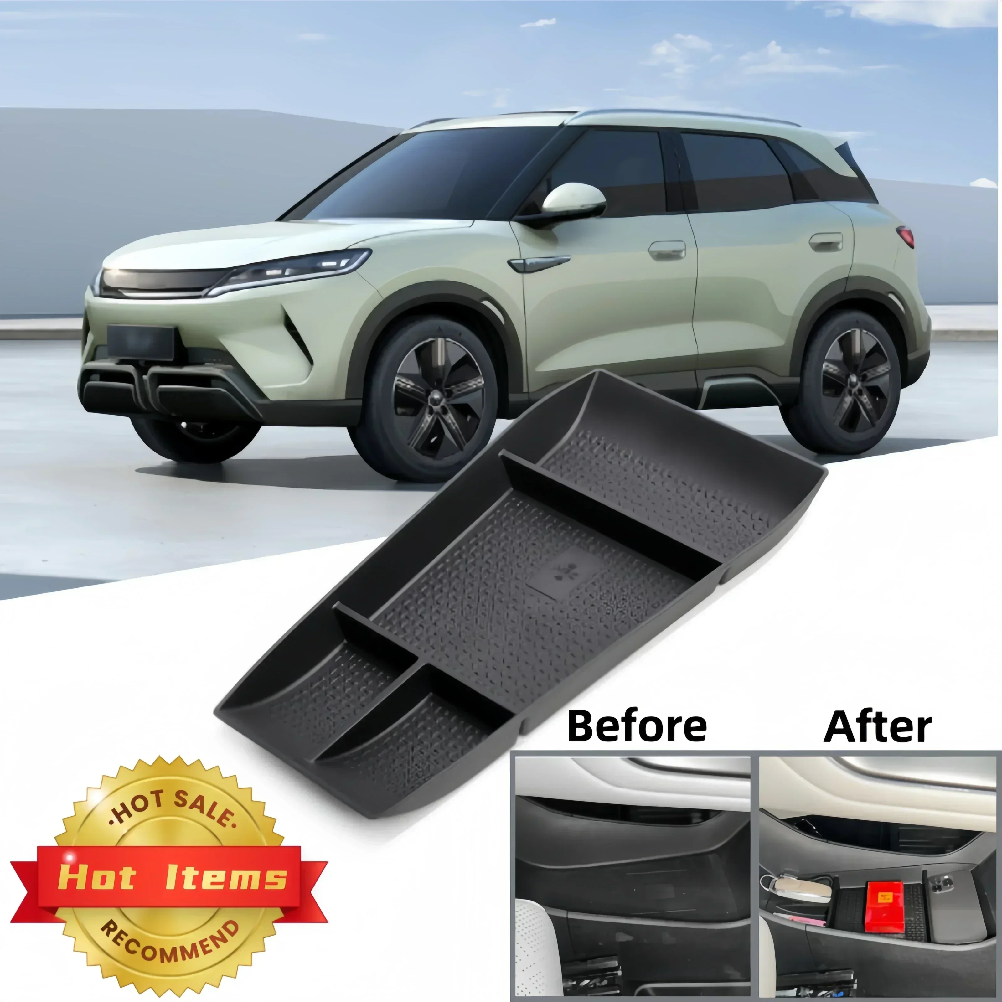 

Central Control Lower Storage Box Console Armrest Storage Box Cup Holder for BYD Yuan UP 2023-2025 Car Interior Accessories