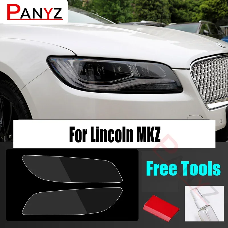 

2Pcs Car TPU Headlight Protective Film Tint Black Transparent Sticker Restoration Protection Decal For Lincoln MKZ Accessories