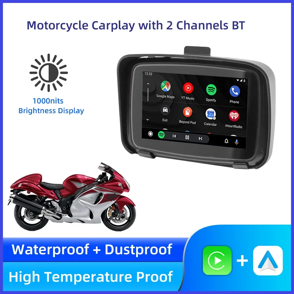 

5 Inch Waterproof Navigator Moto Apple Carplay Ipx7 Android Auto Wireless Motorcycle Radio System Navigator Gps Navigation