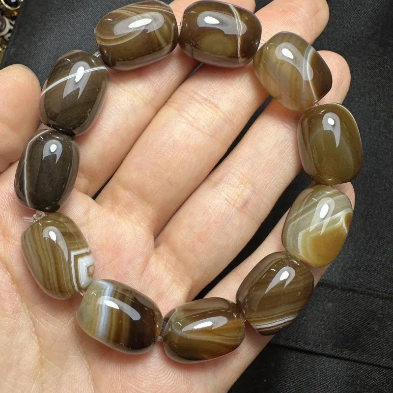 Natural silk-wrapped agate bucket beads transfer men's and women's bracelets, bracelets, jade couples