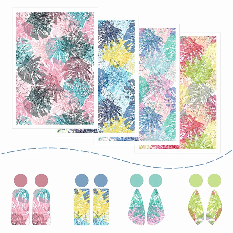 1pc Leaves Jungle Polymer Clay Transfer Paper Inking Water Soluble Disposable Stickers DIY Jewelry Pendent Printing Paper Green