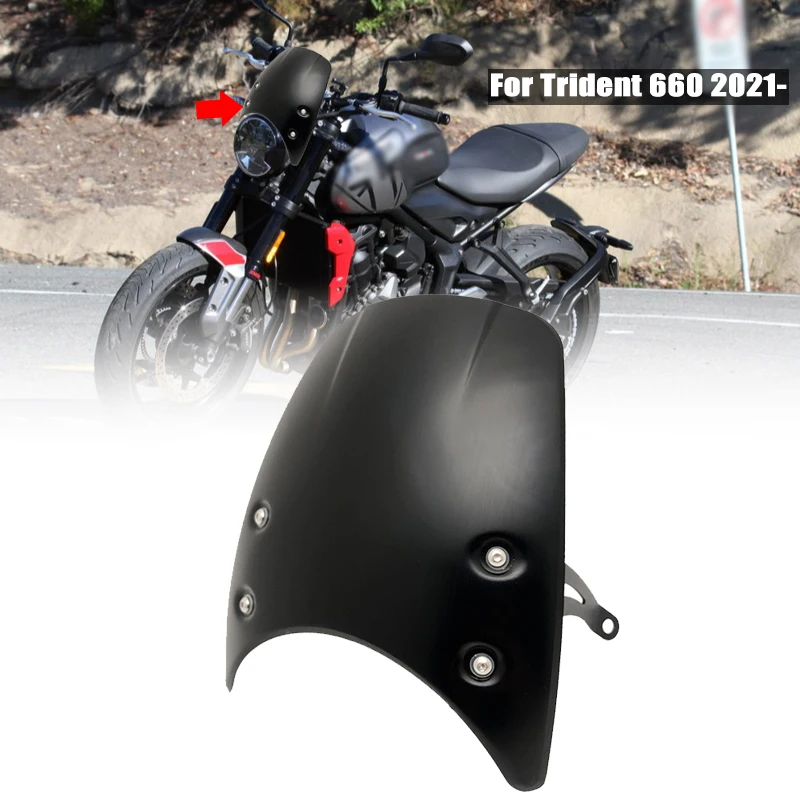 Fit For Trident 660 Trident660 2021 2022 Motorcycle Aluminum Wind Screen Shield Deflector with Bracket Front Windshield Black