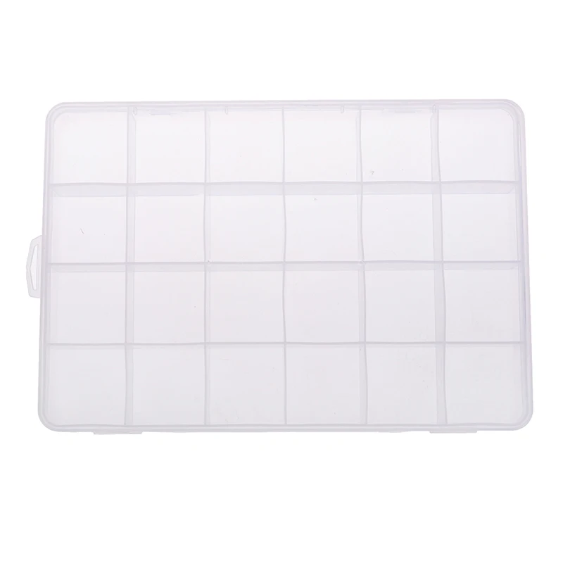 HMA73-1pc 24 Compartments Transparent Plastic Box Case Jewelry Bead Storage Container Craft Organizer Box