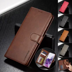 Business Leather Case for Samsung Galaxy S24 S25 Ultra S23 FE S22 S21 S20 S10 S9 Plus Note 20 10 + Flip Wallet Card Holder Cover