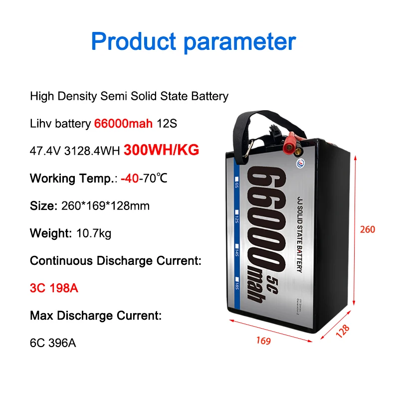 OEM 66000mAh 6S 23.7V Solid State Lithium Ion Battery Pack for Heavy Lift