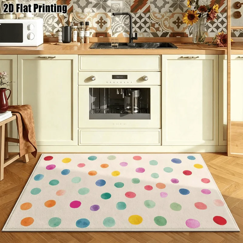 1Pc Morandi Colorful Polka Dot Carpet, Retro Artistic Decorative Carpet, Suitable for Living Room, Bedroom, Dining Room, Bedside, Indoor and Outdoor Patio, Home Decoration