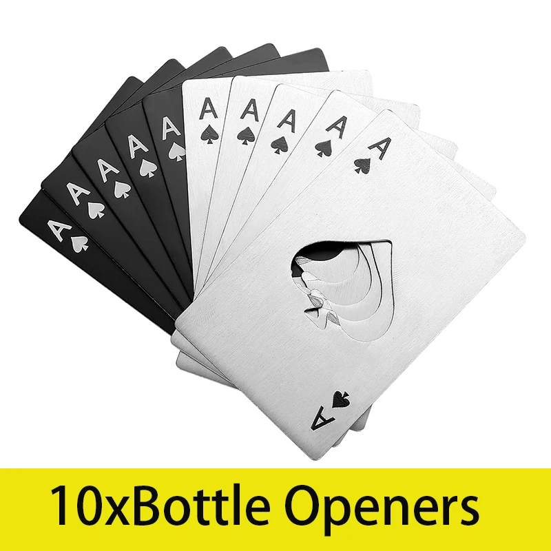 

10Pcs Poker Bottle Opener Spades Ace Bottle Opener Stainless Steel Beer Bottle Opener Fits Your Purse And Pockets