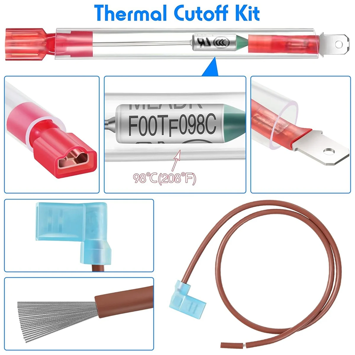 RV Water Heater Thermal Cutoff with ECO Thermostat Assembly Kit, Replacement Parts for 91447 93866 (2 Pieces)