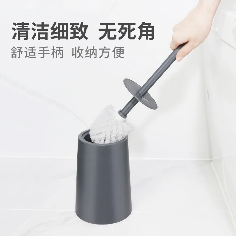 

Toilet brush set - plastic toilet brush with base - bathroom toilet cleaning silicone long-handled brush