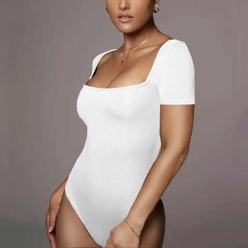 

Sexy Bodycon Jumpsuit Low Waist Diamond Embellied ort Sve Square Ne Cross-Border Summer New Women's Faionable Thic...