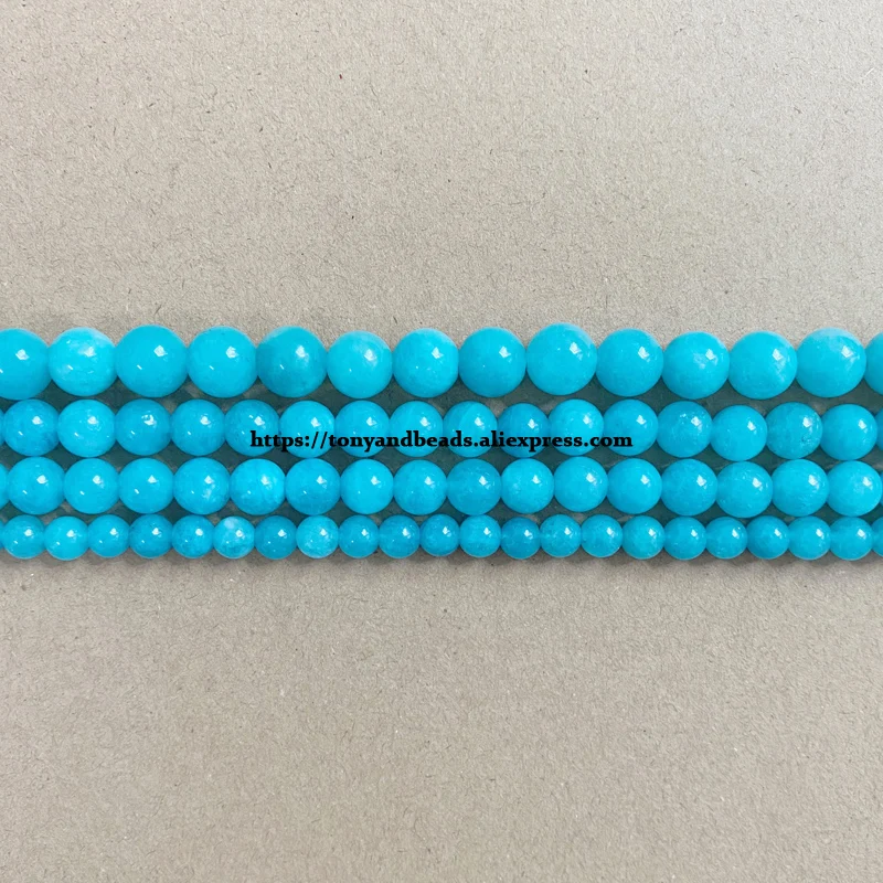 Natural Stone A Quality Aqua Amazonite Round Loose Beads 15\