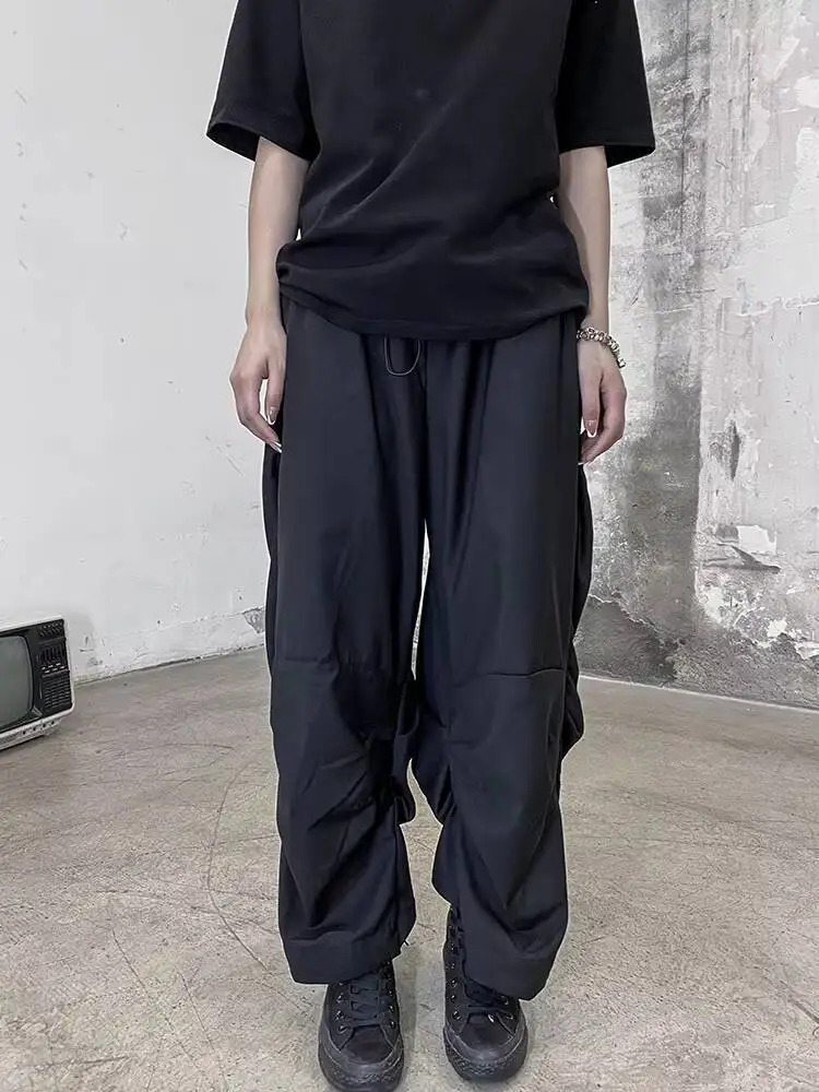 

Ladies Straight Pants Spring/Summer New Classic Dark Hip Hop Pleated Design Loose Leisure Large Size Pants