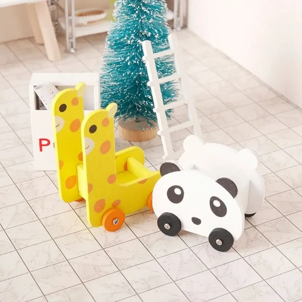 Panda Dollhouse Miniature Storage Rack Storage Rack Giraffe Dollhouse Miniature Storage Cart Furniture Simulation