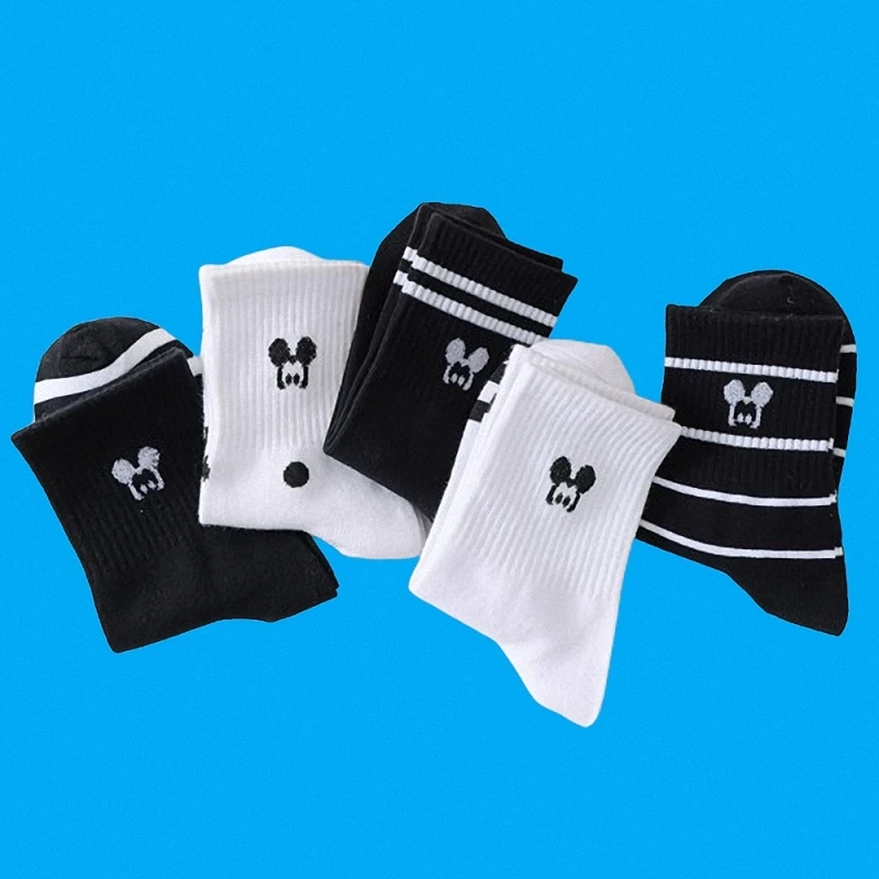 Chaussettes longues à tube moyen pour femmes, coton, confortables, décontractées, lettre, automne, hiver, nouvelle mode, 5/10 paires