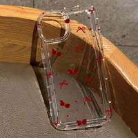 Transparent Pink Heart Bow Phone Case For iPhone 17 16e 16 15 14 13 12 11 Pro Max XS X XR 7 8 Plus 17Air Shockproof Bumper Cover