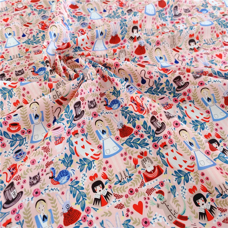 Width 110cm Disney Alice Princess Cotton Fabrics By Meters Patchwork Fabric For Sewing Clothes Quilting Material DIY Needlework