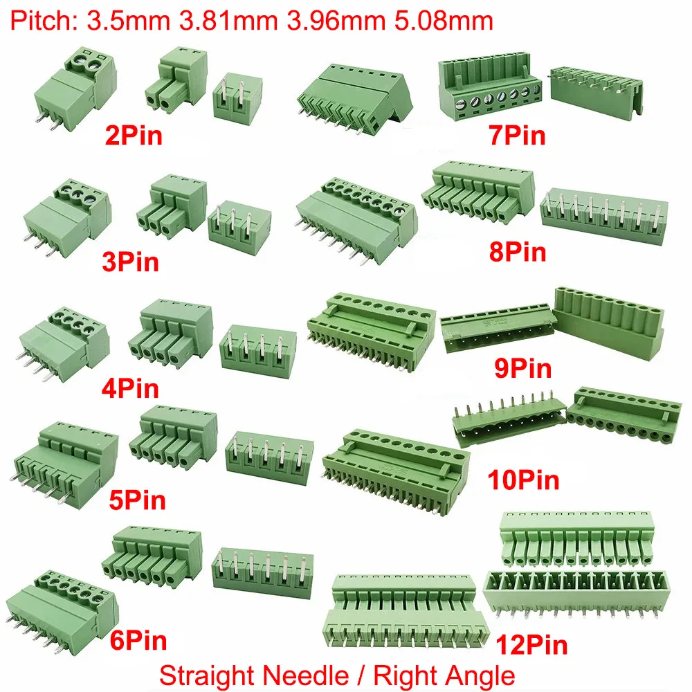 5Pairs KF2EDG 15EDG 3.5mm/3.81mm/3.96mm/5.08mm PCB Screw Terminal Block Connector Pin Header Socket Straight/Right Angle 2-12Pin