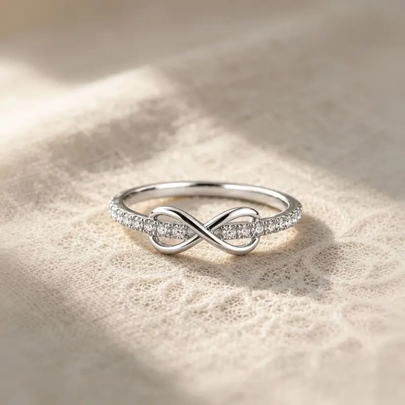 S925Pure silver bow-shaped infinity love ring, a delicate and fashionable European and American style ring, perfect for cross-bo
