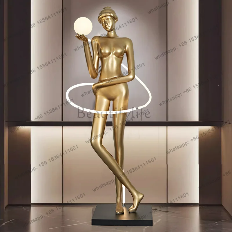

PG-Postmodern Art Floor Exercise Muse Ribbon Sculpture Floor Luminous Ornament Bar Sports Venue Ornament