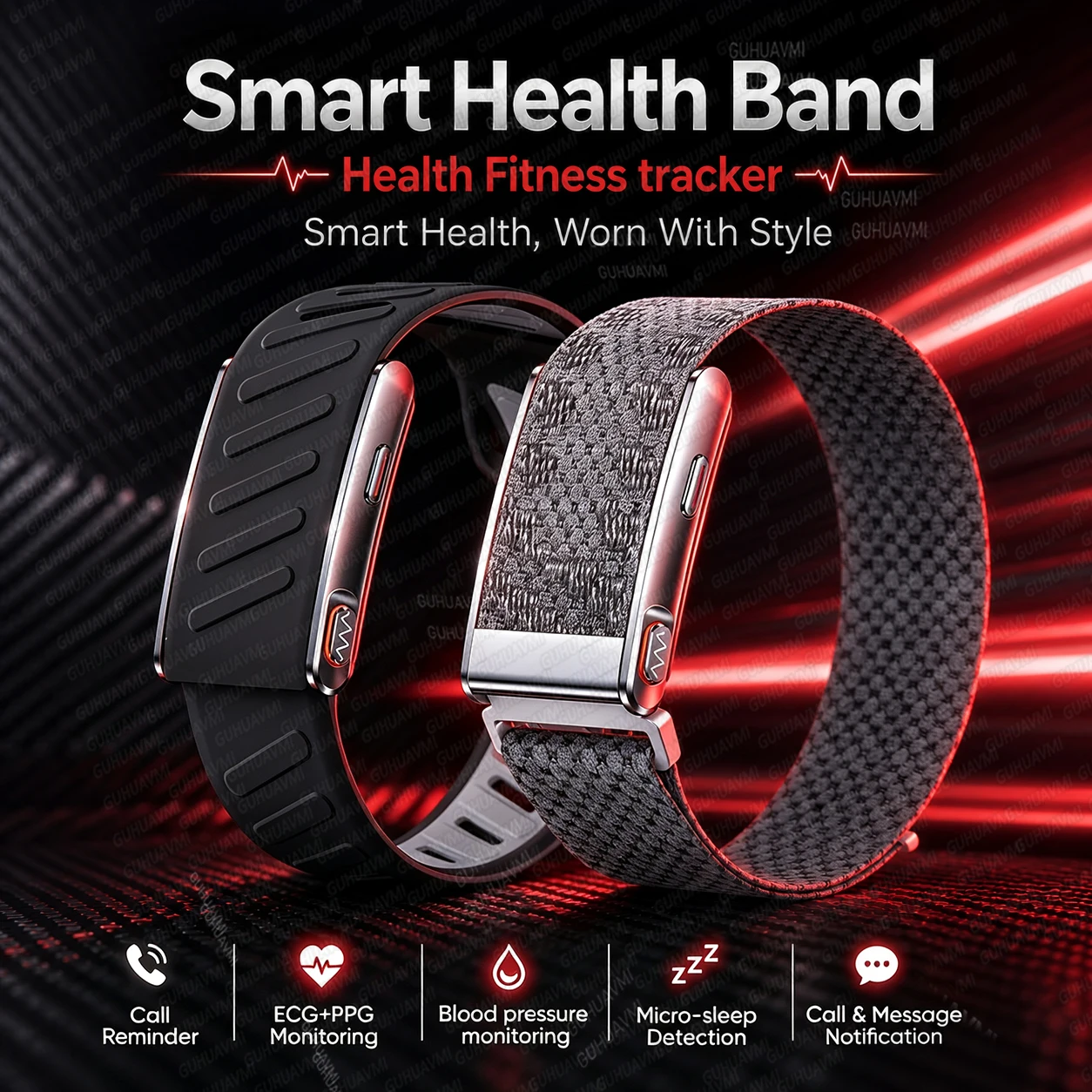 2026New Health Tracker ECG Heart Rate Smart Band Body Fat BMI Blood Pressure Sleep SPO2 SMS Call Reminder Fitness Smart Bracelet