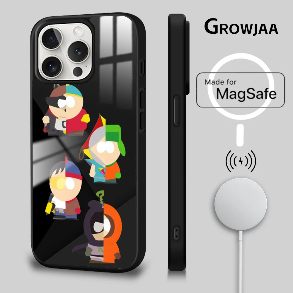 Cartoon-S-Souths-P-Park Phone Case For iPhone 16 15 14 13 12 11 Pro Max Plus Mini Magsafe Mirror Wireless Magnetic Cover