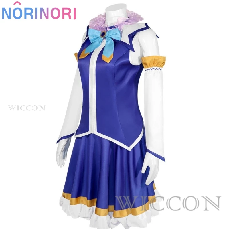 Anmine Konoosuba Aqua Cosplay Tops Dress With Wig Uniform Outfit Anime Cute Cosplay Costumes Blue Gradient Color Wig