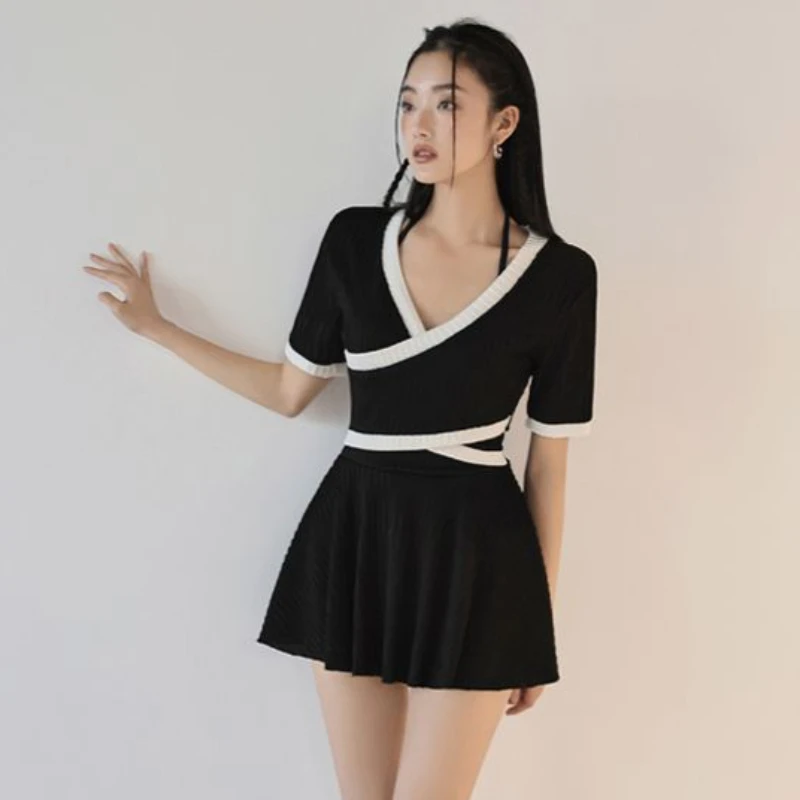 Cover-Ups Women Summer Patchwork V-neck Swimwear Beach Style Vacation Chic Fashion Aesthetic Graceful Newly Ulzzang Ins Lovely