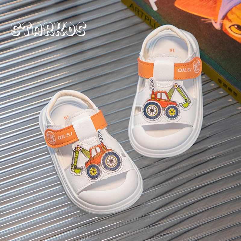 

Cartoon Excavator Sandals Toddler Kids Summer Strap Sandalias Infant Baby Soft Sole Anti-Slip Sneakers Cute First Walker Shoes