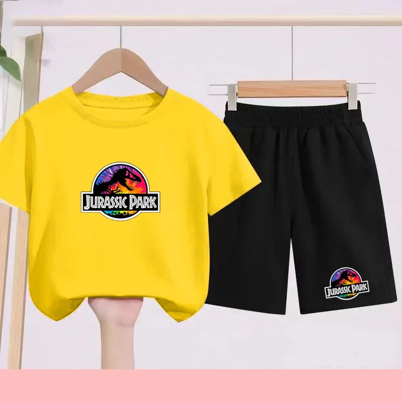 

Summer Cute Animal White T-Shirt + Shorts Set for Children (Boys & Girls) Aged 3-12 Years Old - Sports Short Sleeve Casual Set