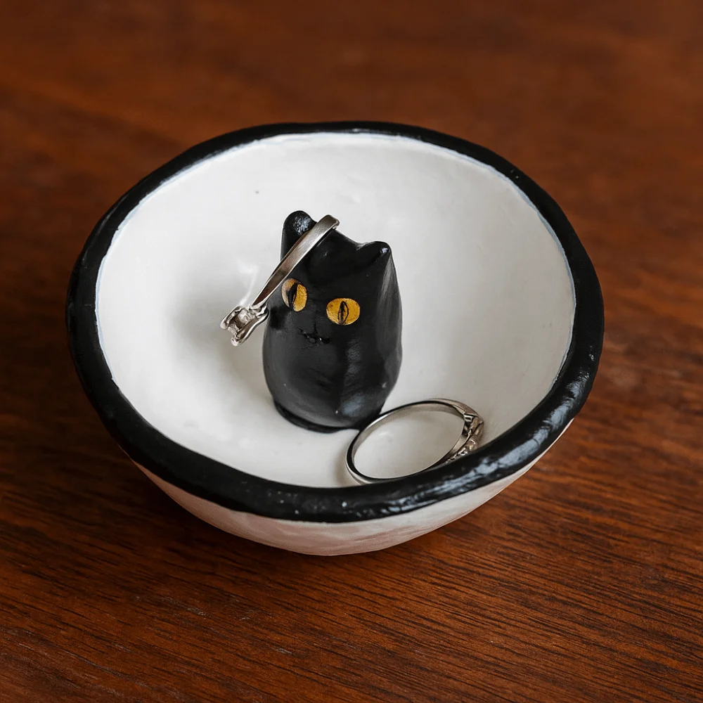 

Cute Cat Ring Holder Bracelets Necklace Earrings Jewelry Storage Tray Stainless Steel Roll Paper Towel Holder