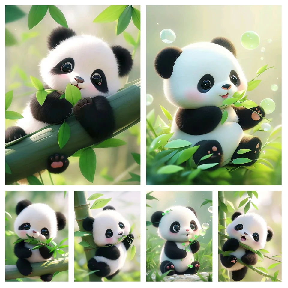 5D Diamond Painting New Collection Cute Panda Baby Mosaic Rhinestone DIY Embroidery Wall Artwork Cross Stitch Kits Home Decor