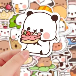 50pcs/Set Bubu And Dudu Panda Bear Sticker Food Serise Waterproof Cartoon Bear and Panda Sticker Toys