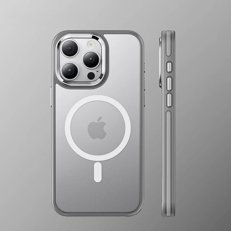 Custodia per armatura antiurto traslucida antiscivolo di lusso per iPhone 12 13 14 15 16 Pro Max per custodia wireless compatibile Magsafe Funda