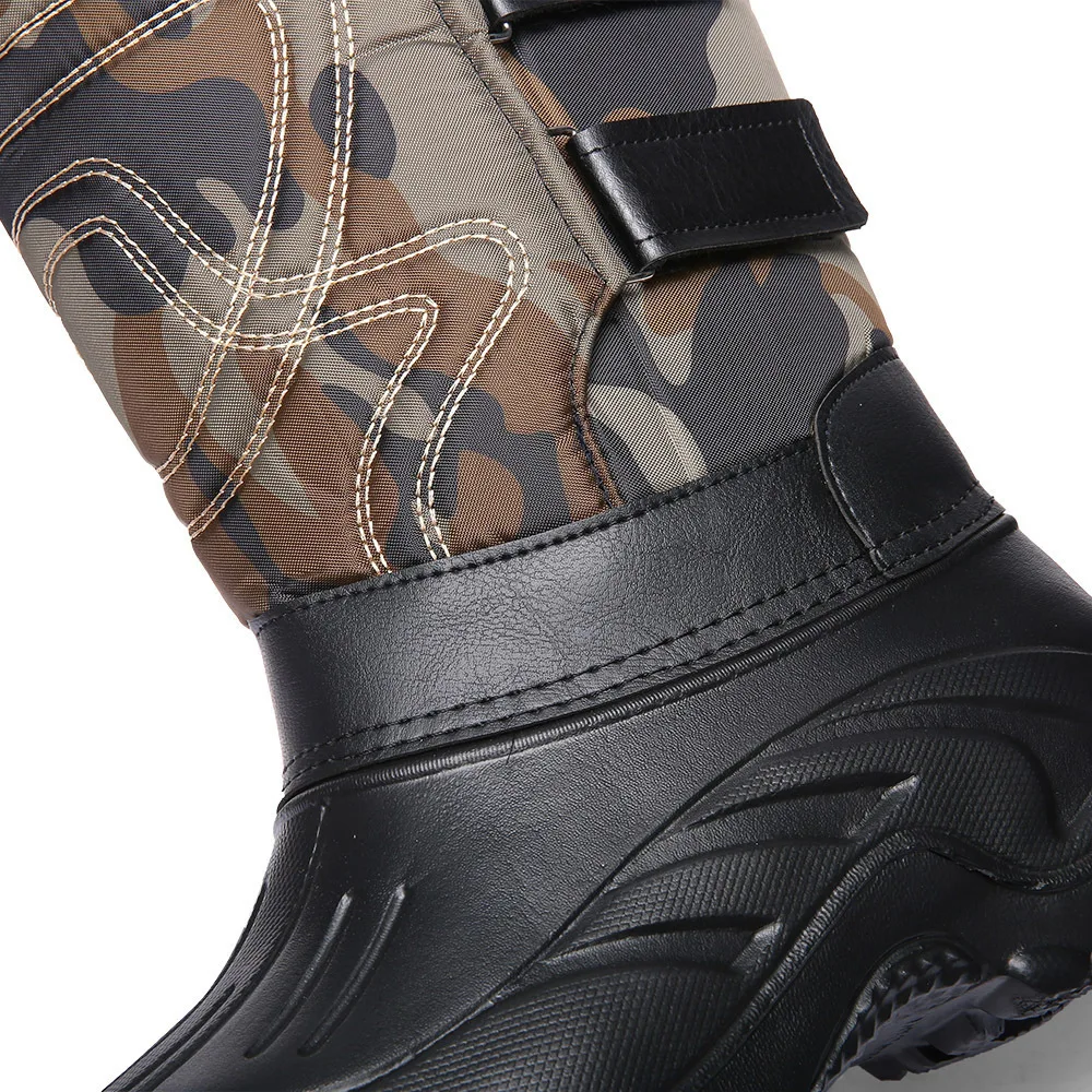 Herren-Winterstiefel mit hohem Schaft, wasserdicht, rutschfest, dick gefüttert, warm, für Outdoor-Wanderungen, Angeln, Tarnmuster, EU-Größe 39-46 – Detail 7