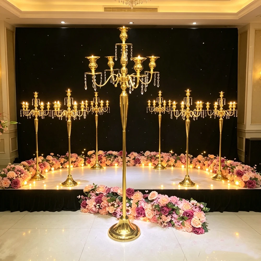 4-12pcs 135cm Gold Pedestal Roman Column Pillars candlestick Aisle Flower Stand for Wedding Road Lead Stage Backdrop candelabra