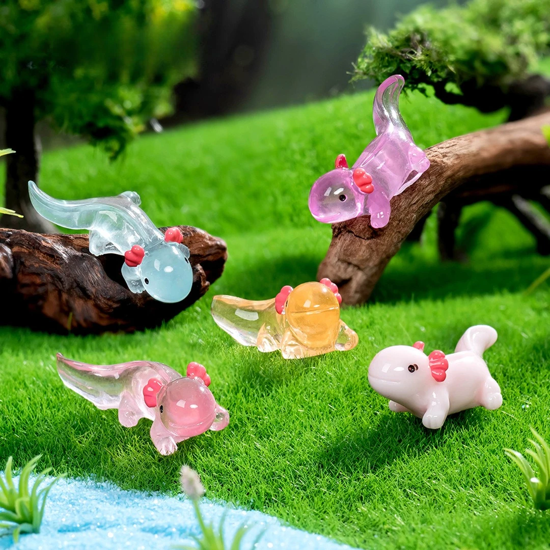 IETWATE Lot de 40 mini axolotl - Mini figurines miniatures Axolotl - En résine - Pour aquarium, bricolage, artisanat, jardin, paysage, maison de poupée (lumineux