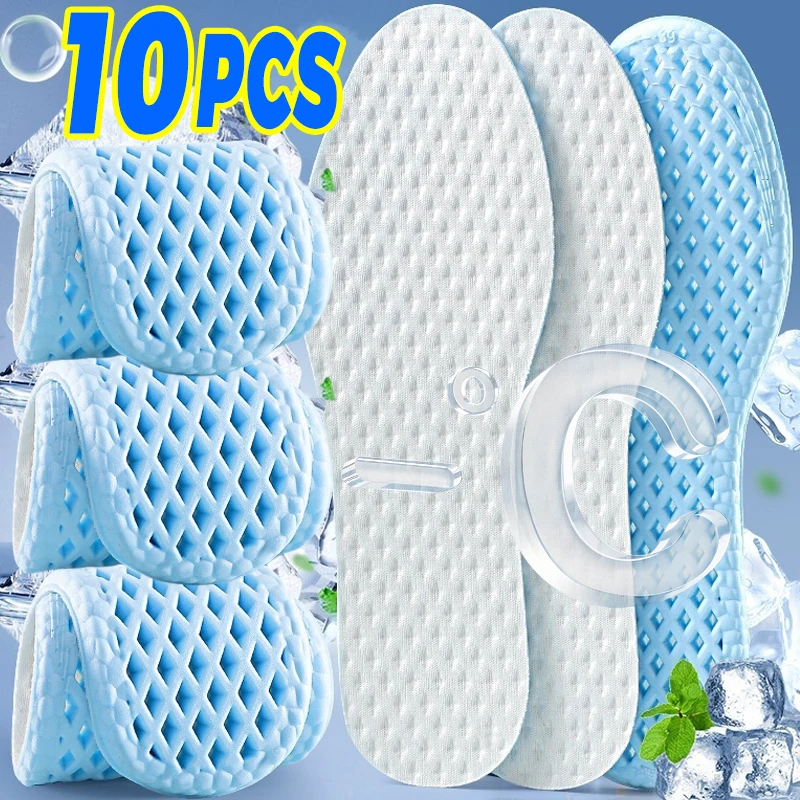 

10PCS Breathable Mesh Insoles Men Summer Deodorization Sweat Absorb Running Shock Absorption Shoe Sole Memory Foam Shoes Pads