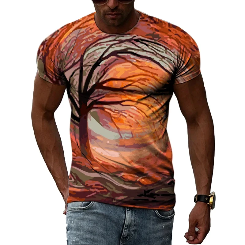 2024 Abstract Colorful Graphic Tshirt For Men Casual Fashion 3D Print Street Male Summer Tees Hip Hop Harajuku Short Sleeve Tops