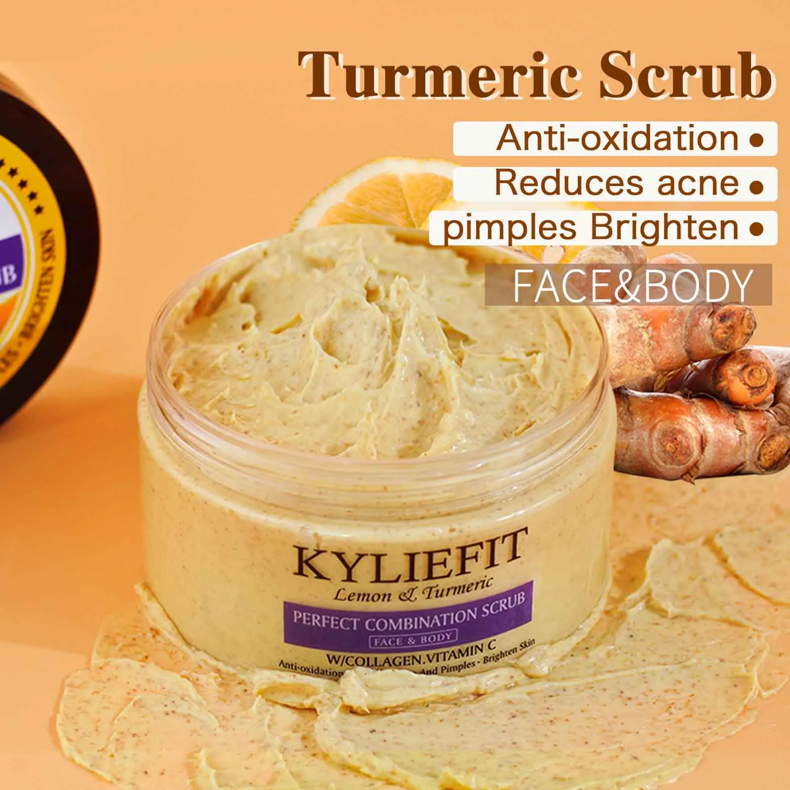 KYLIEFIT Natural Exfoliating Salt Body and Face Scrub, Helps with Moisturizing Skin, Dark Spots, Cellulite, Dead Skin, Wrinkles