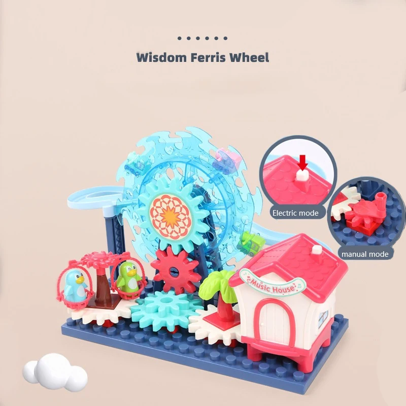 Crianças elétrico roda gigante slide railcar pista brinquedo com música luz montagem jogo interativo brinquedo educacional presente para o miúdo