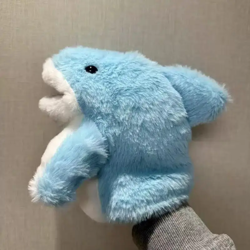 1Pcs Blue Shark Hand Finger Story Puppet Cute Dolls Stuffed Plush Animal Toy Educational Baby Toys Simulated Shark Children Gift