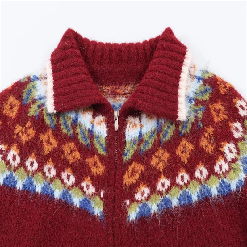 سترة نسائية عادية أنيقة من قماش الجاكار بسحاب مزدوج سترة منسوجة لخريف وشتاء 2025 مجموعة جديدة