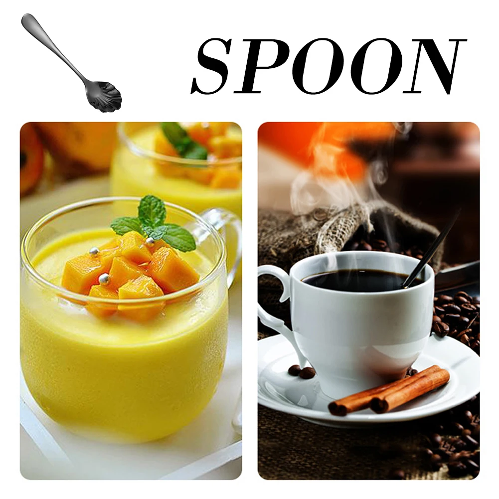 Dessert Stirring Spoon Stainless Steel Seashell Coffee Spoon Unique Design Espressos Teaspoon Set Elegant Afternoon Tea Present