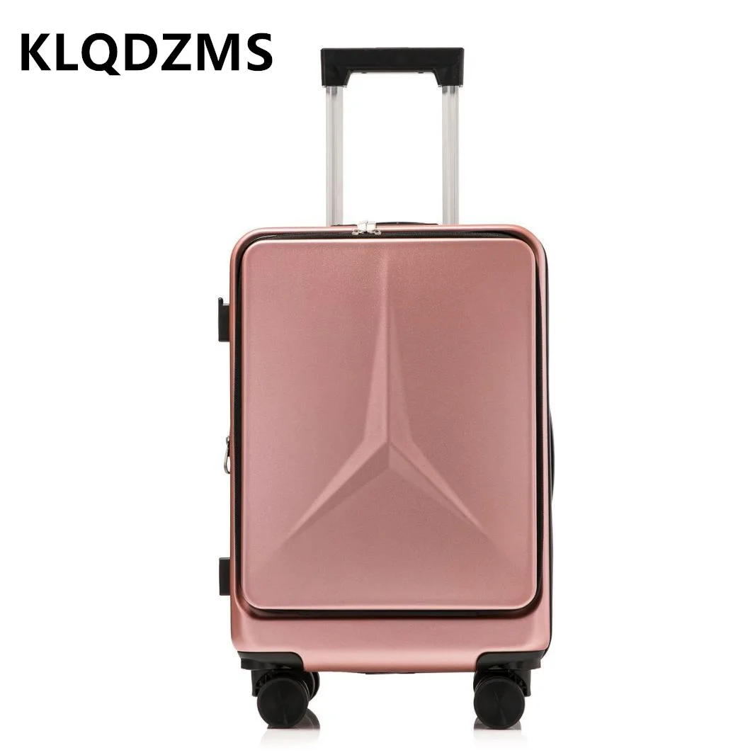 Klqdzms-USB充電付き旅行用ラゲッジ、キャビン荷物、フロント開口部、ラップトップトロリーケース、20 \