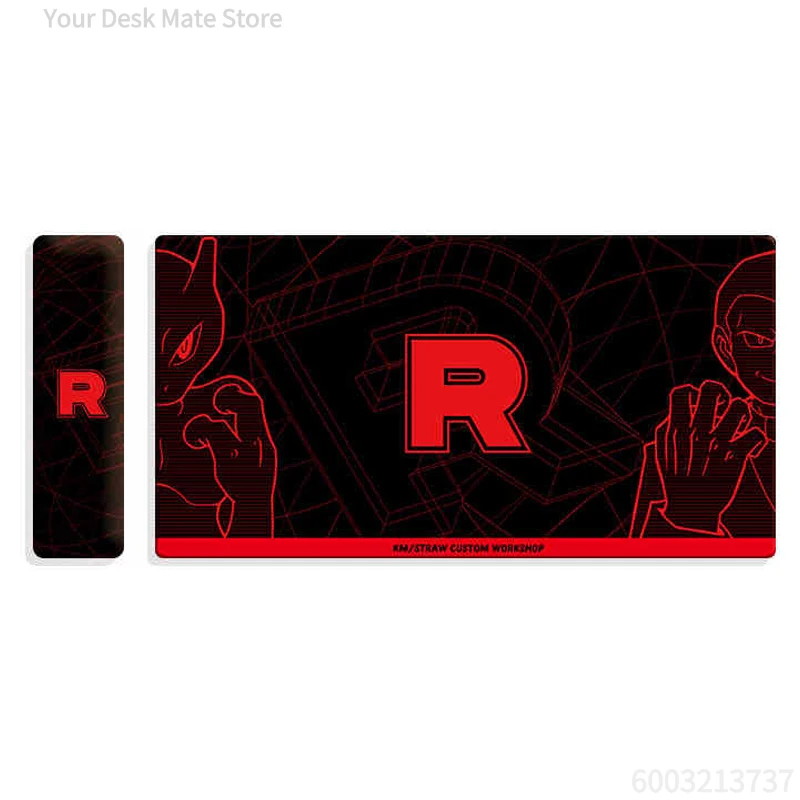 

580X300X2Mm Diy Ptcg Giovanni Mewtwo Single Player Card Battle Mat Rocket Team Board Game Card Battle Table Mat Anime Card Gift