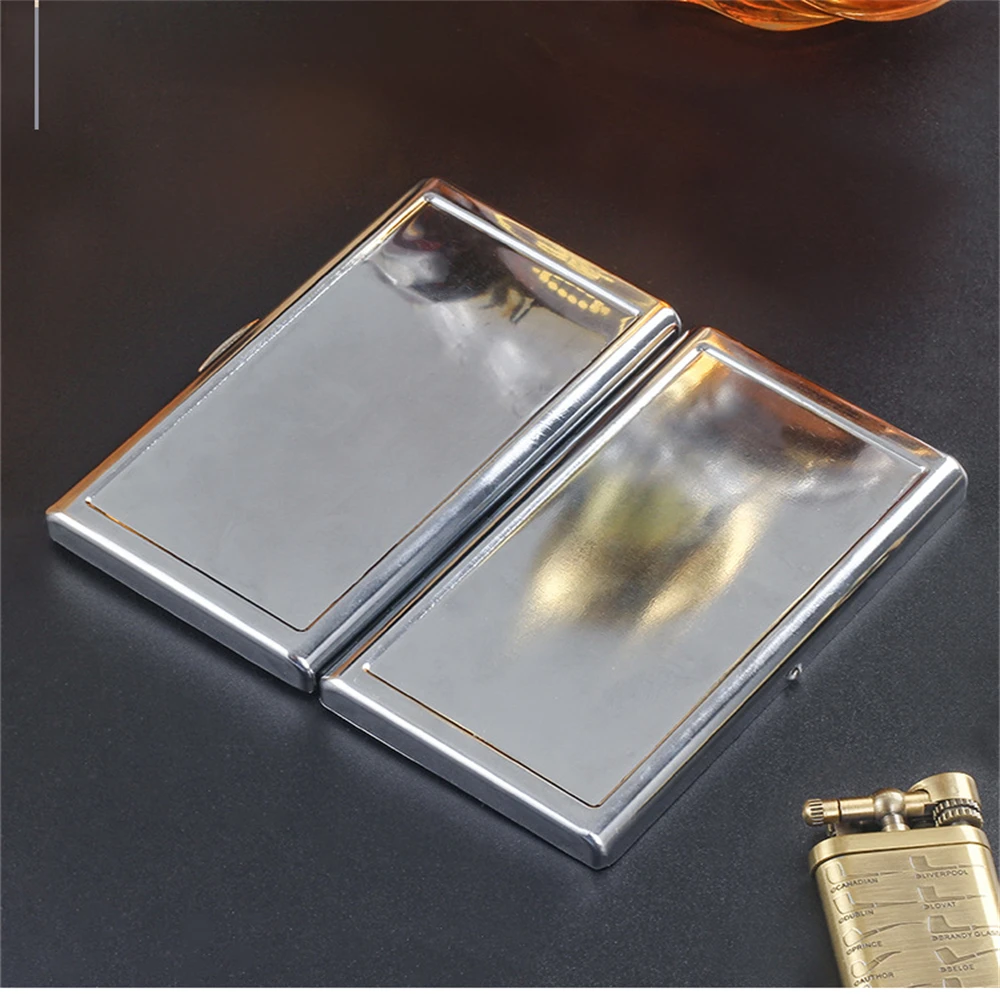 1pcs Bright Surface Extended Cigarete Case Cover Creative Press The Folio Metal Cigarette Case Smoking Box Sleeve Pocket Credit