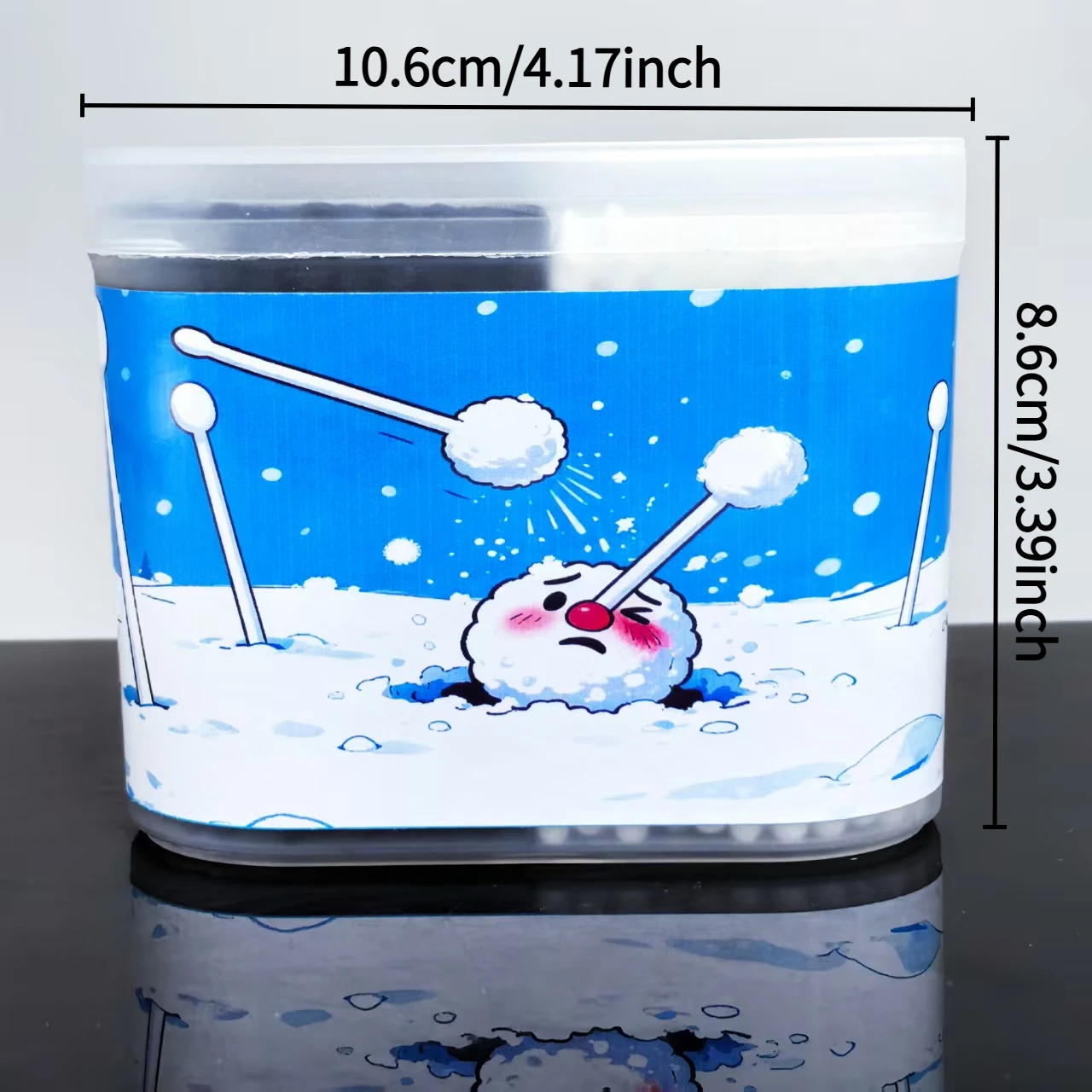 300개 눈송이 무늬 상자 포장 면봉, 흑백 양면, 이중 색상 선물용 면봉