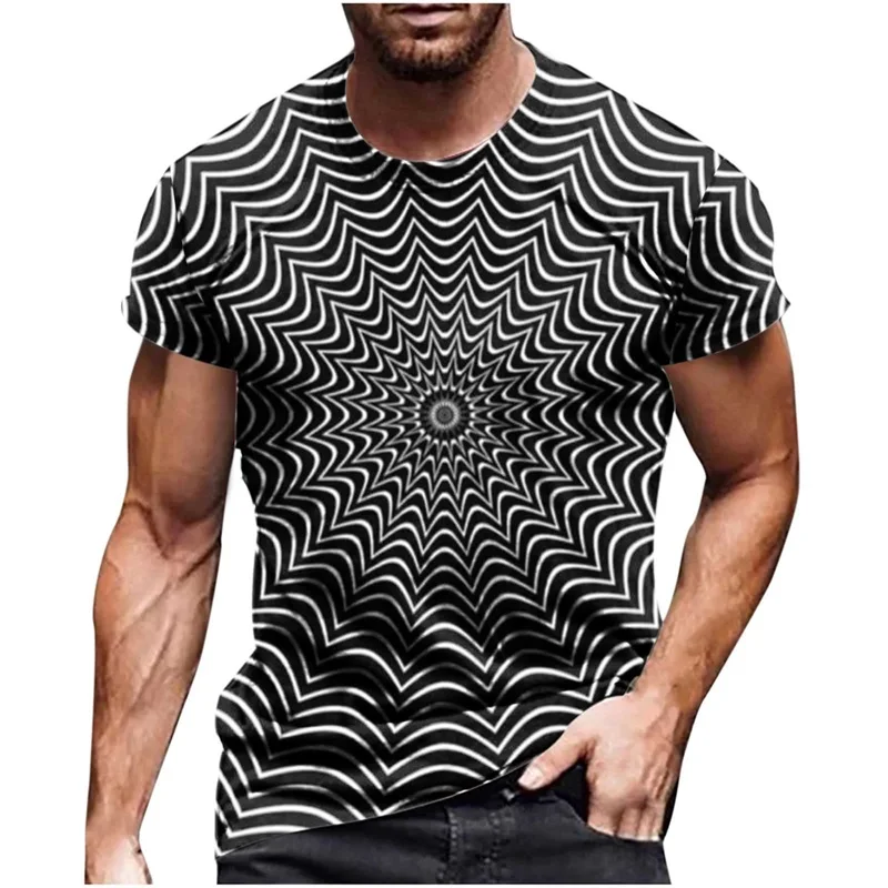  Men's 3D Print Optical Illusion Graphic T-Shirts For Men Short Sleeve Round Neck Casual Tee Tops Streetwear Mens Designer Shirt