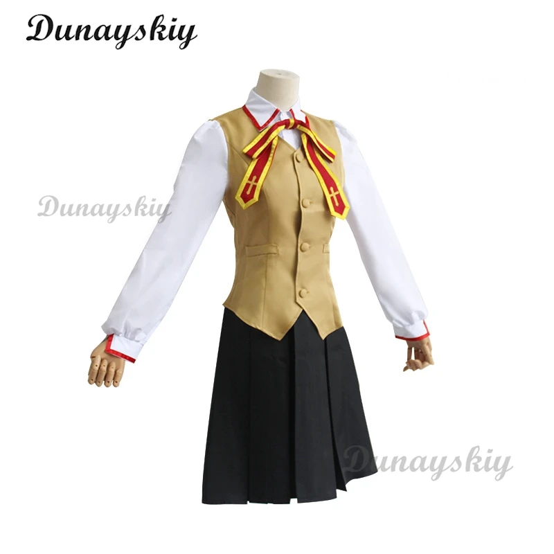 Anime Fate Stay Night Tohsaka Rin Uniforme Escolar Trajes Cosplay Menina Casaco Vermelho Jk Vestido Mulheres Halloween Role Play Personalizado